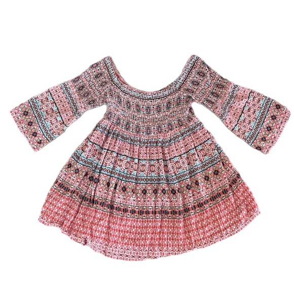 TORRID Mosaic Print Smocked Bell Sleeve Dress Size 3 - Picture 4 of 7